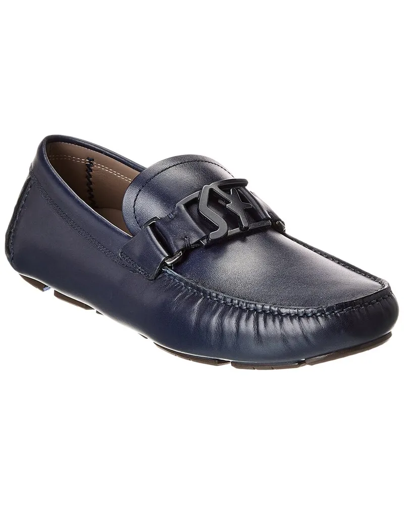 Ferragamo Peter Leather Loafer Blue