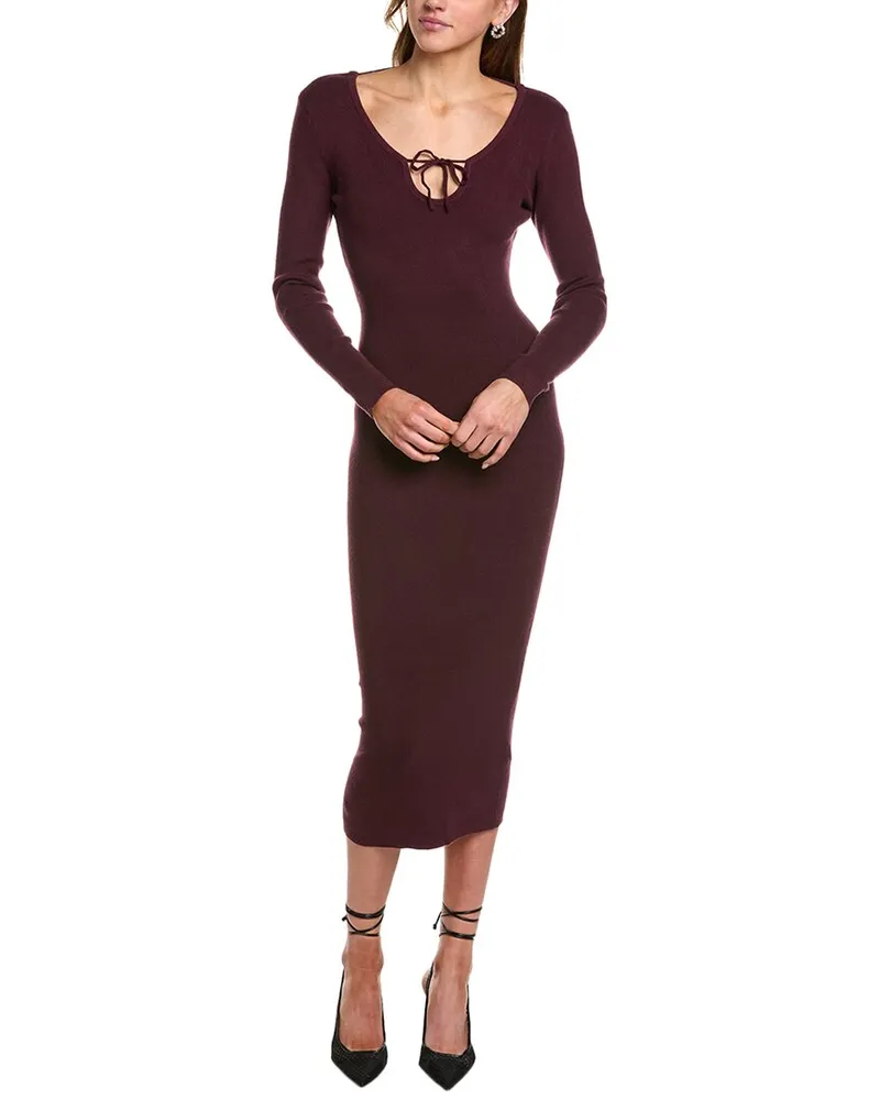 Bardot Verona Knit Midi Dress Red