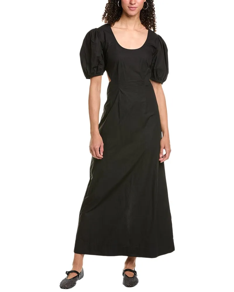 Ganni Poplin Maxi Dress Black