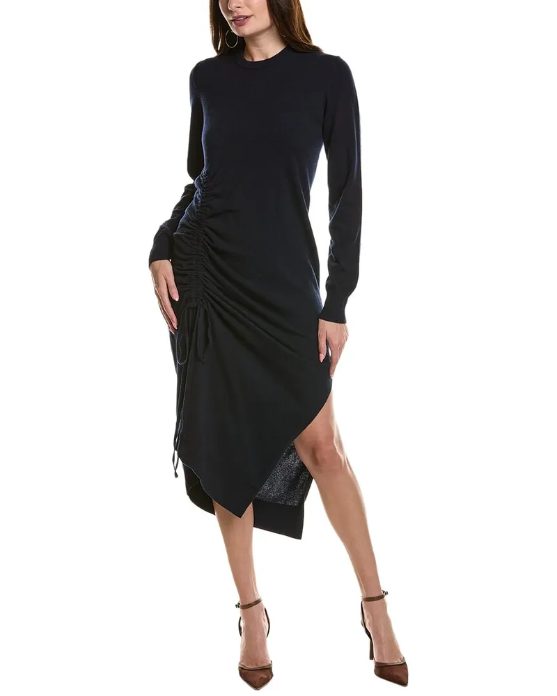 Michael Kors Ruched Cashmere Sweaterdress Blue
