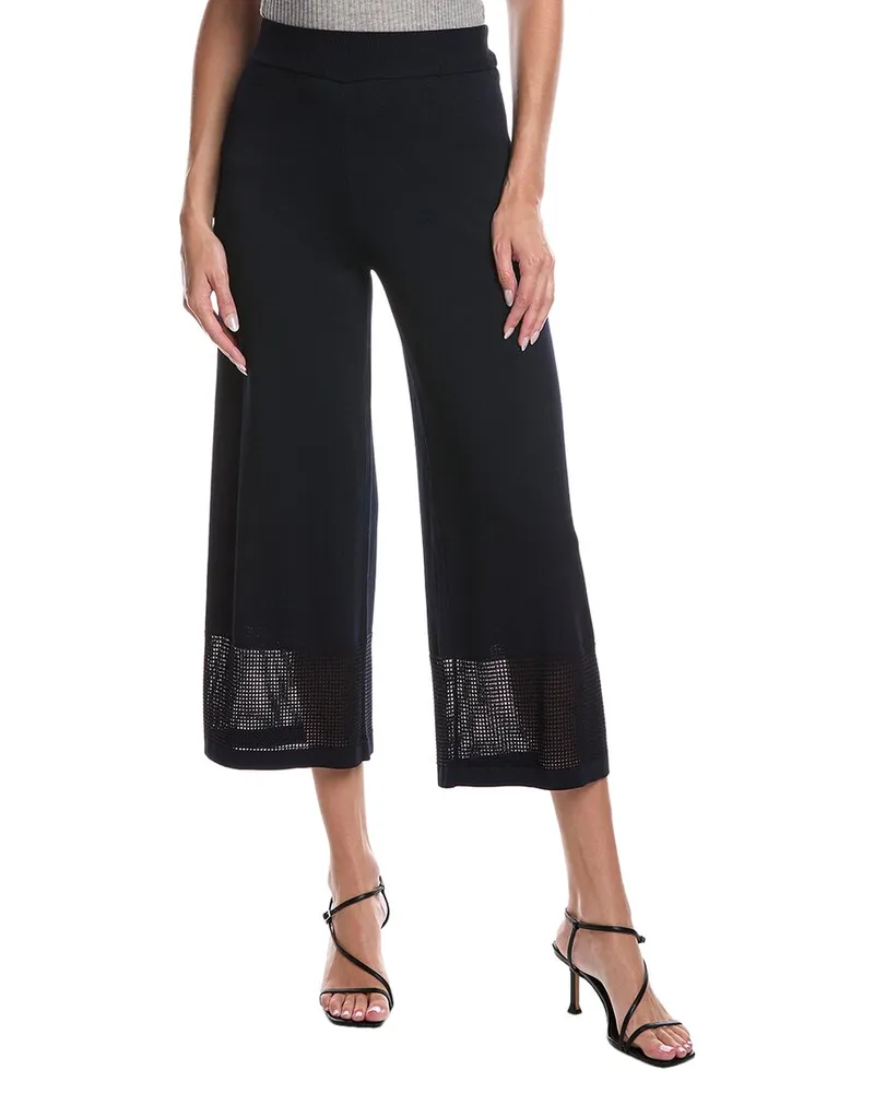 Joseph Ribkoff Knit Mesh Ankle Pant Blue