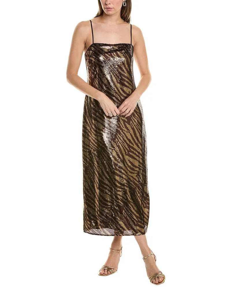 AllSaints Bonnie Tiger Midi Dress Metallic