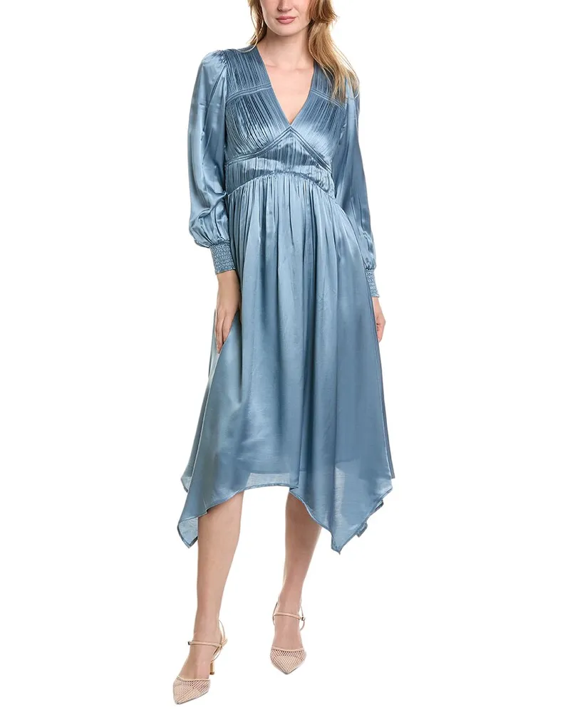 AllSaints Estelle Silk-Blend Mini Dress Blue