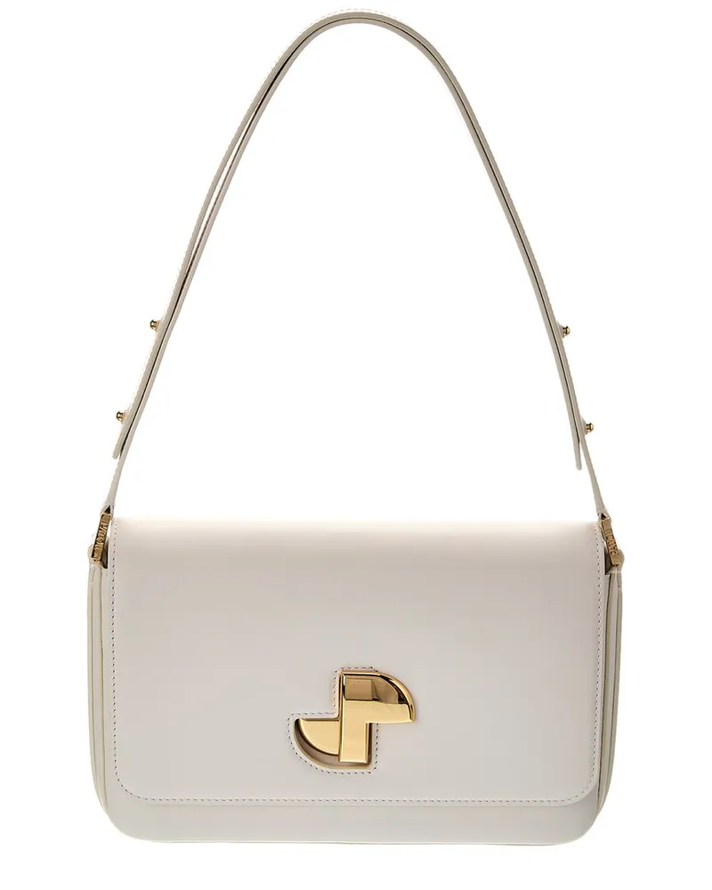 Patou Le Lock Leather Shoulder Bag White
