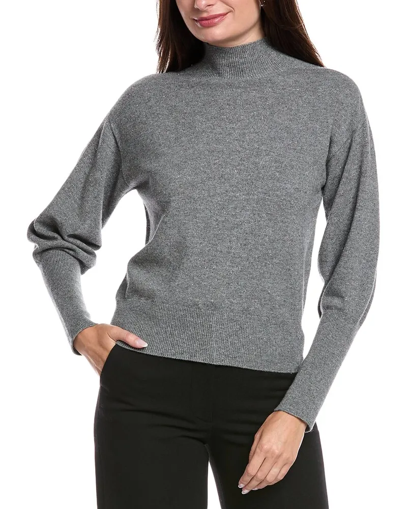 Peserico Mock Neck Wool & Cashmere-Blend Sweater Grey
