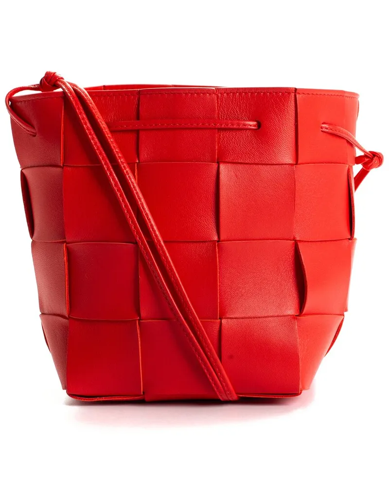 Bottega Veneta Red Intrecciato Leather Cassette Bucket Bag (Authentic Pre-Loved Nocolor