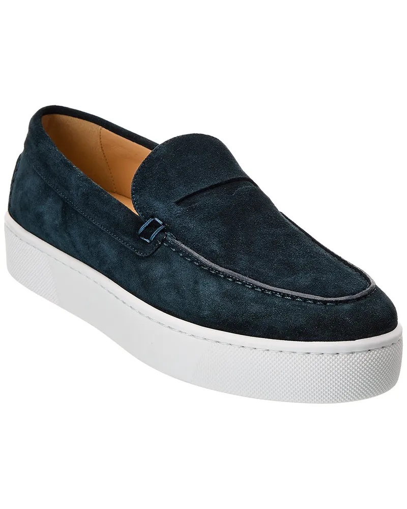 Christian Louboutin Paqueboat Suede Platform Sneaker Blue