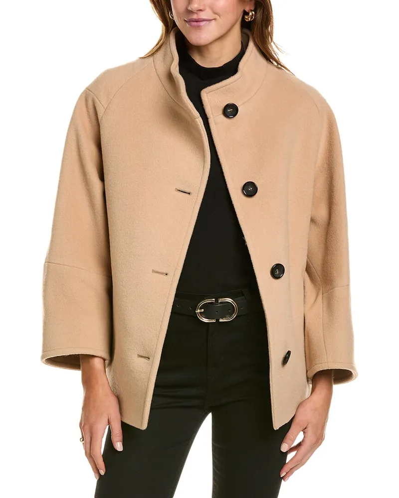 Cinzia Rocca Short Wool-Blend Coat Brown