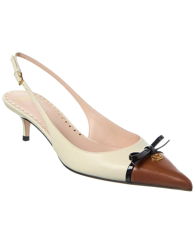Valentino Garavani Bepointy Leather Slingback Pump White