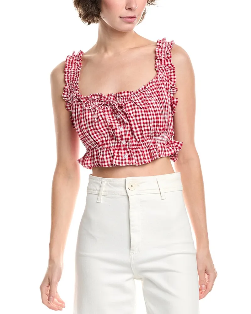 WeWoreWhat Ruffle Crop Top Red