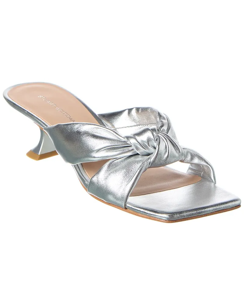Stuart Weitzman Playa Knot Leather Sandal Silver