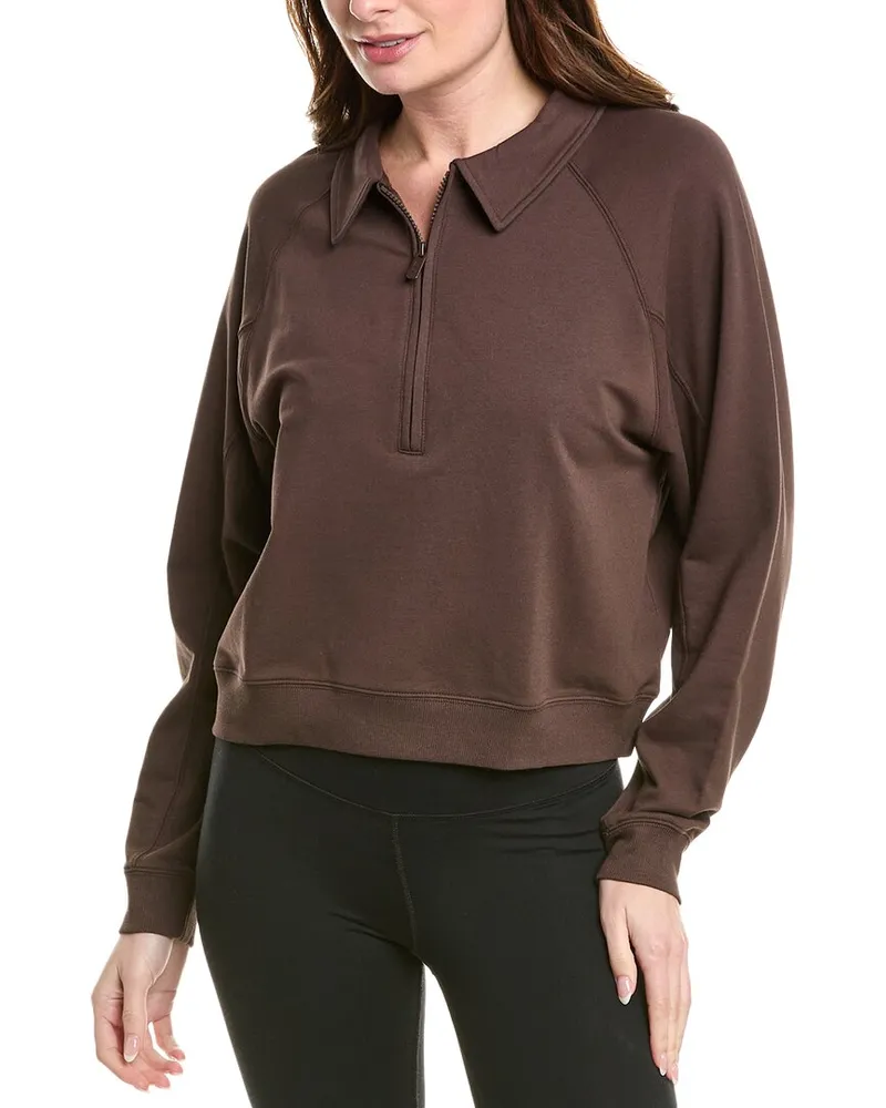 Splendid French Terry LYR 1/2-Zip Sweatshirt Brown