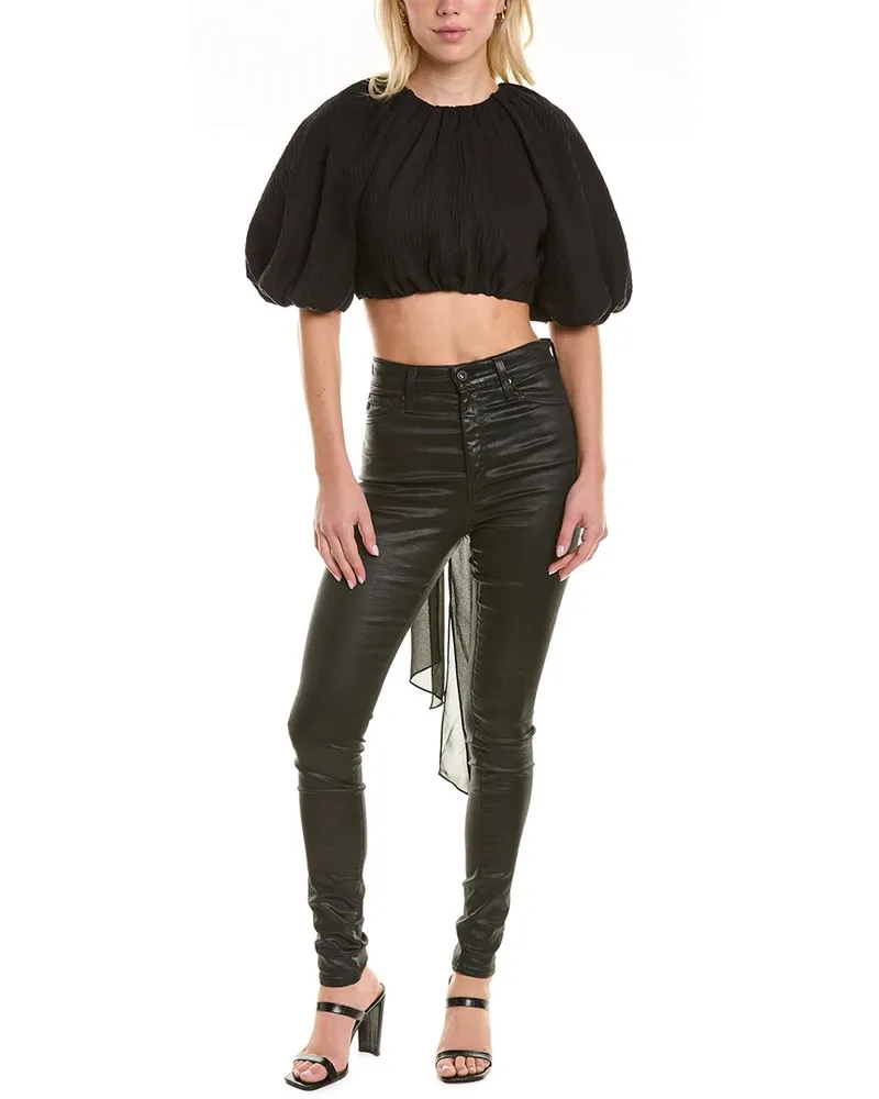 Aje. Admiration Linen-Blend Top Black