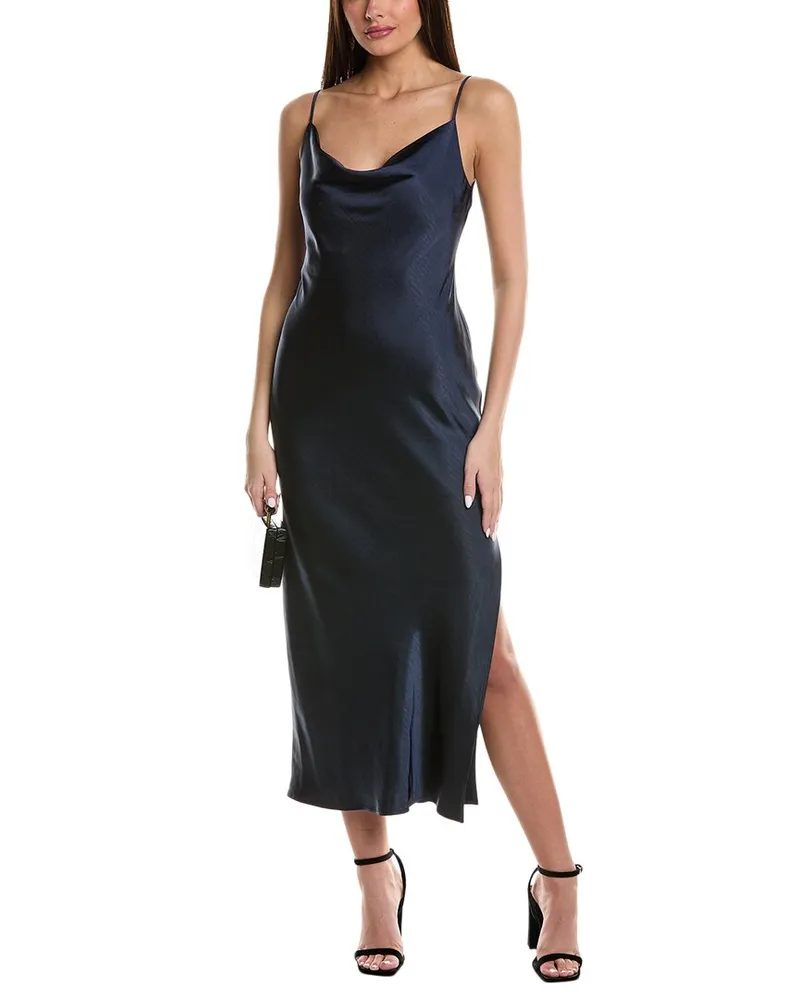 Kenneth Cole Satin Cowl Midi Dress Blue