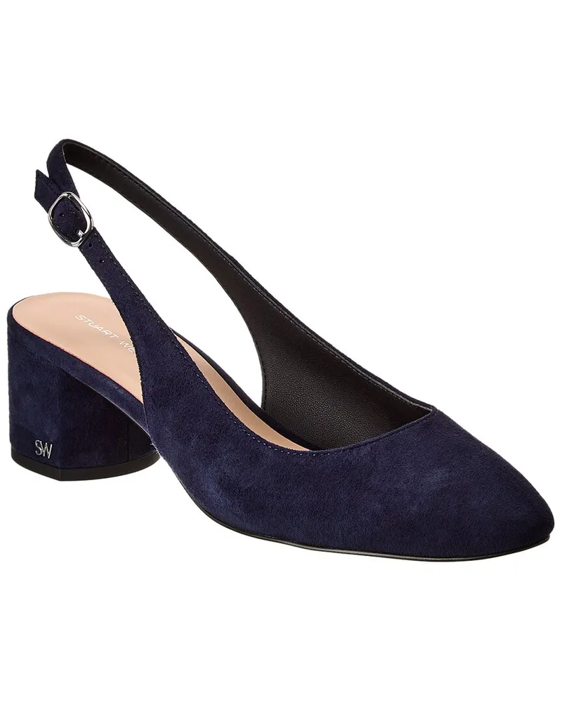 Stuart Weitzman Bridgt 50 Suede Slingback Pump Blue