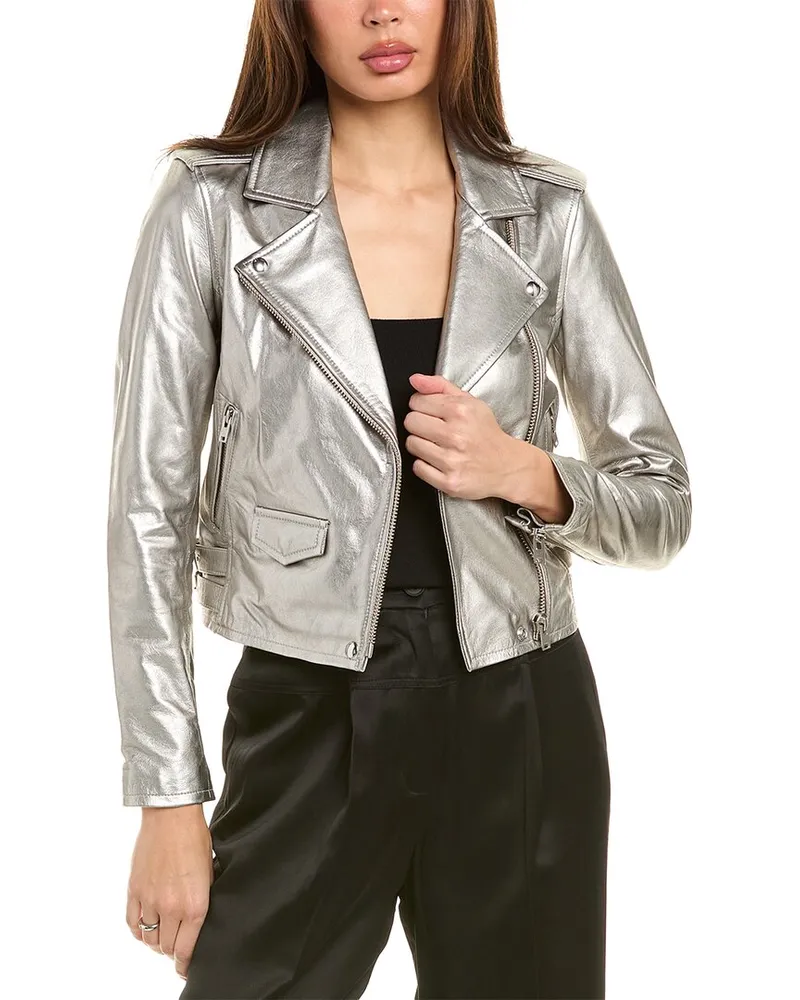 IRO Ashville Leather Moto Jacket Brown