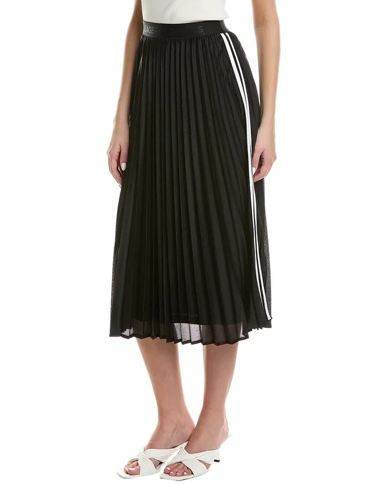 Karl Lagerfeld Pleated Mesh Skirt Black