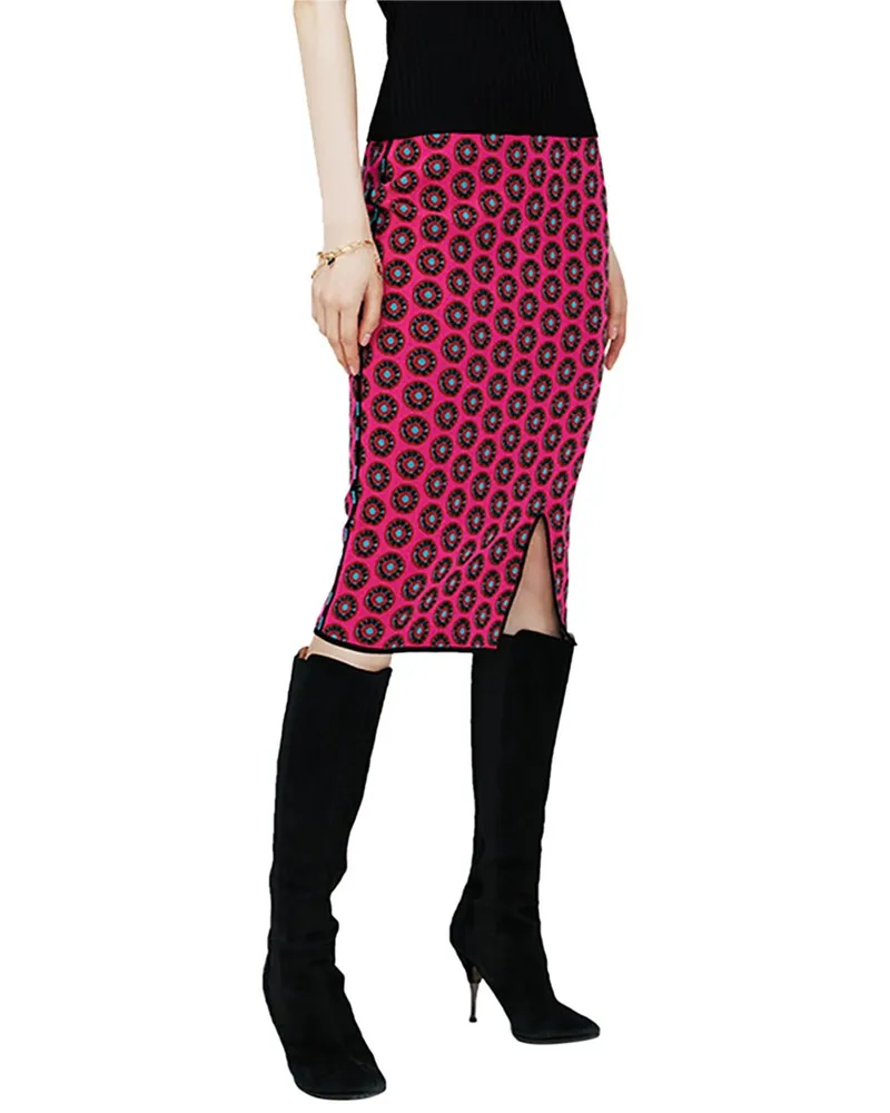 Diane von Furstenberg Gusta Wool-Blend Pencil Skirt Pink
