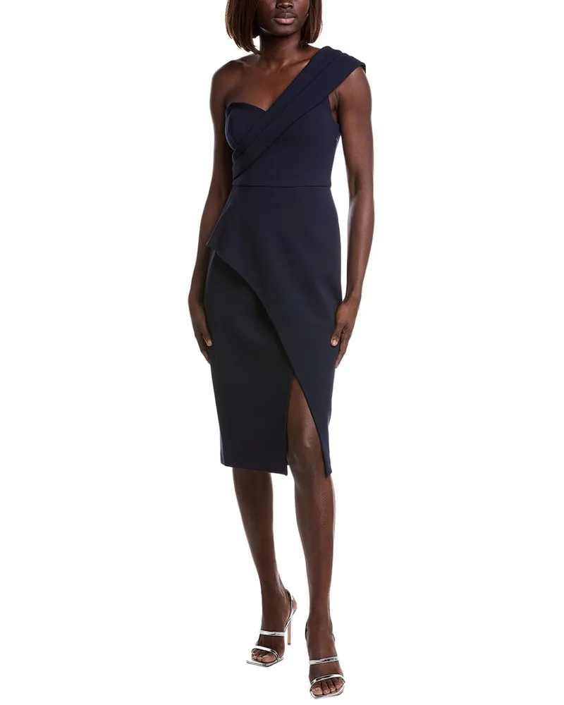 Aidan Mattox Bonded Crepe Midi Dress Blue