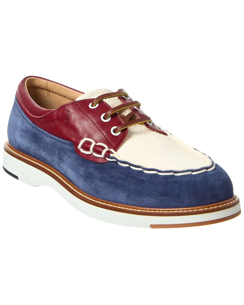 TOD'S TOD’s Leather & Suede Boat Shoe Blue