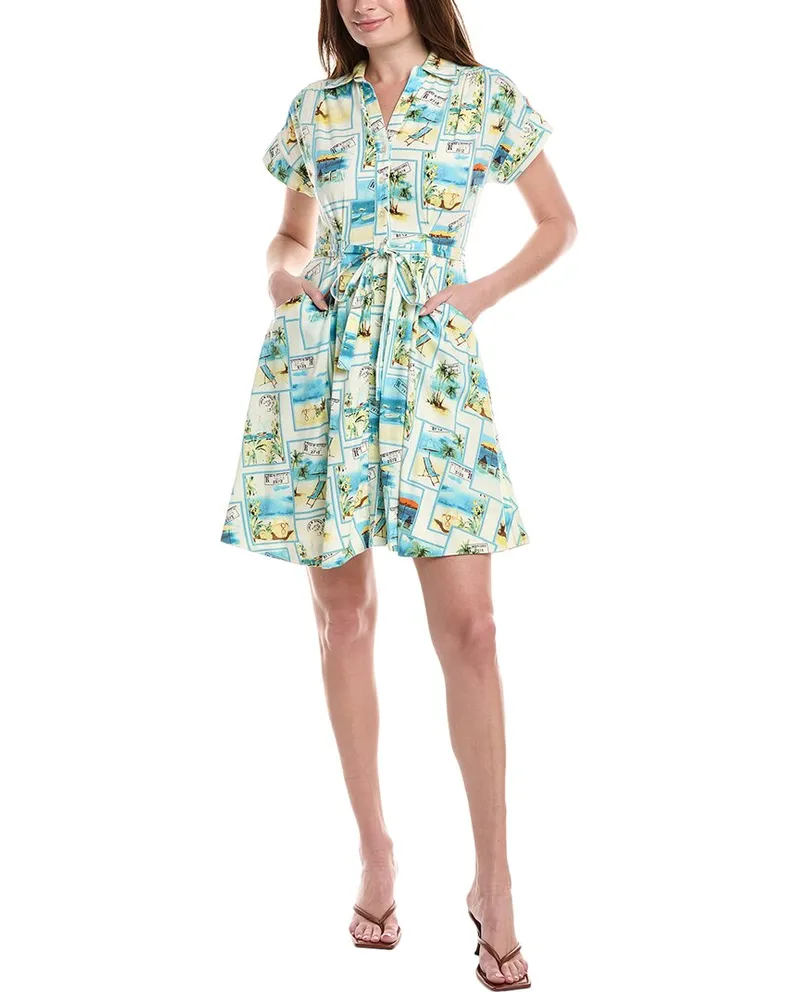 taylor Linen-Blend Shirtdress White