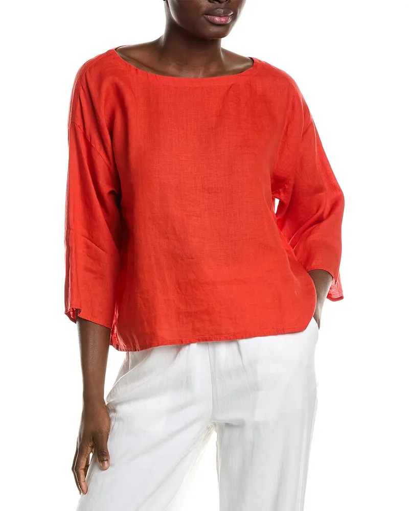 Eileen Fisher Linen Box Top Red