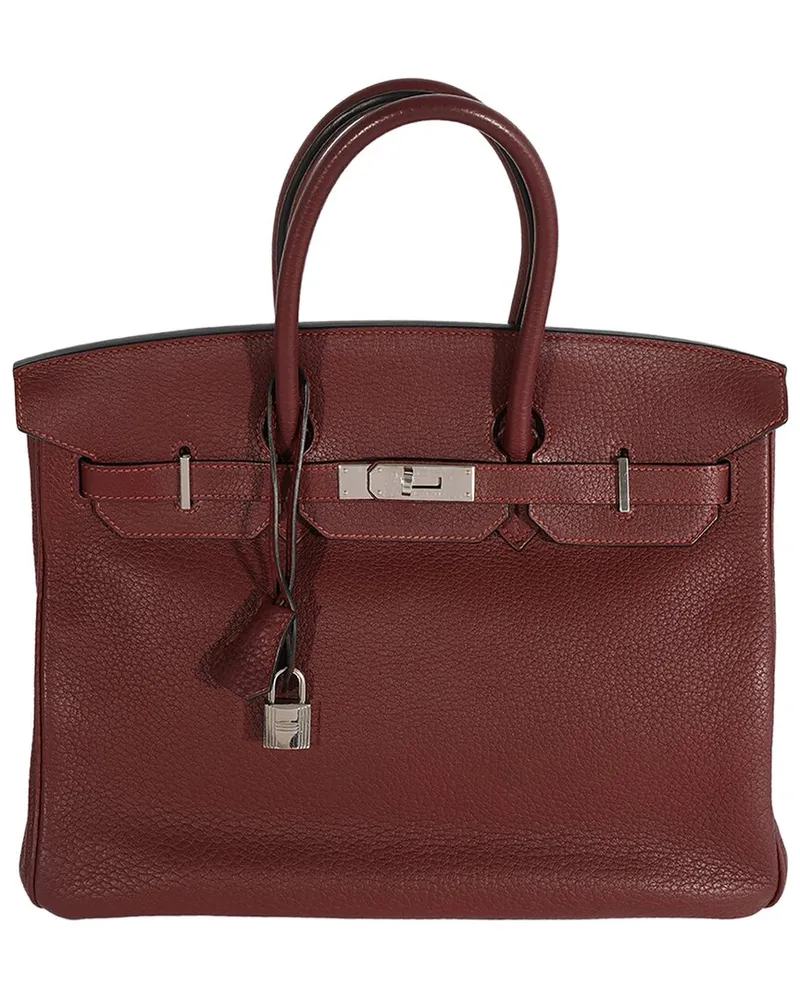 Hermès Burgundy Leather Birkin 35 PHW (Authentic Pre-Loved Nocolor