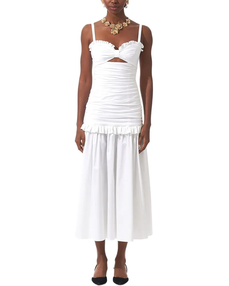 Carolina Herrera New York Gathered Midi Dress White
