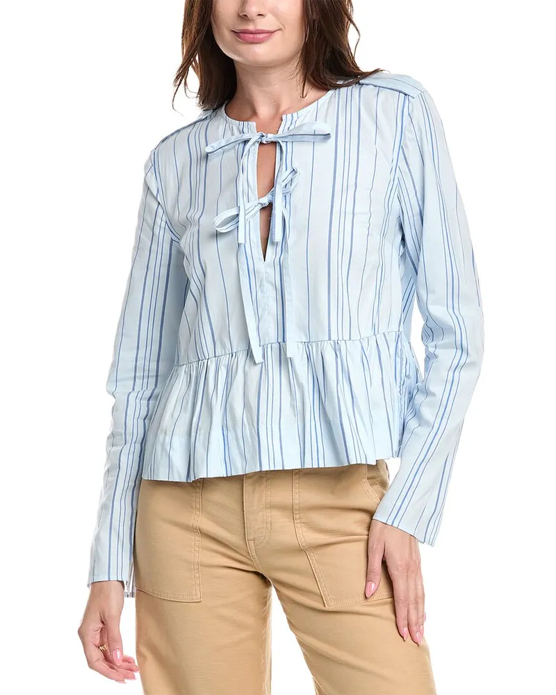 Ganni Peplum Blouse Blue