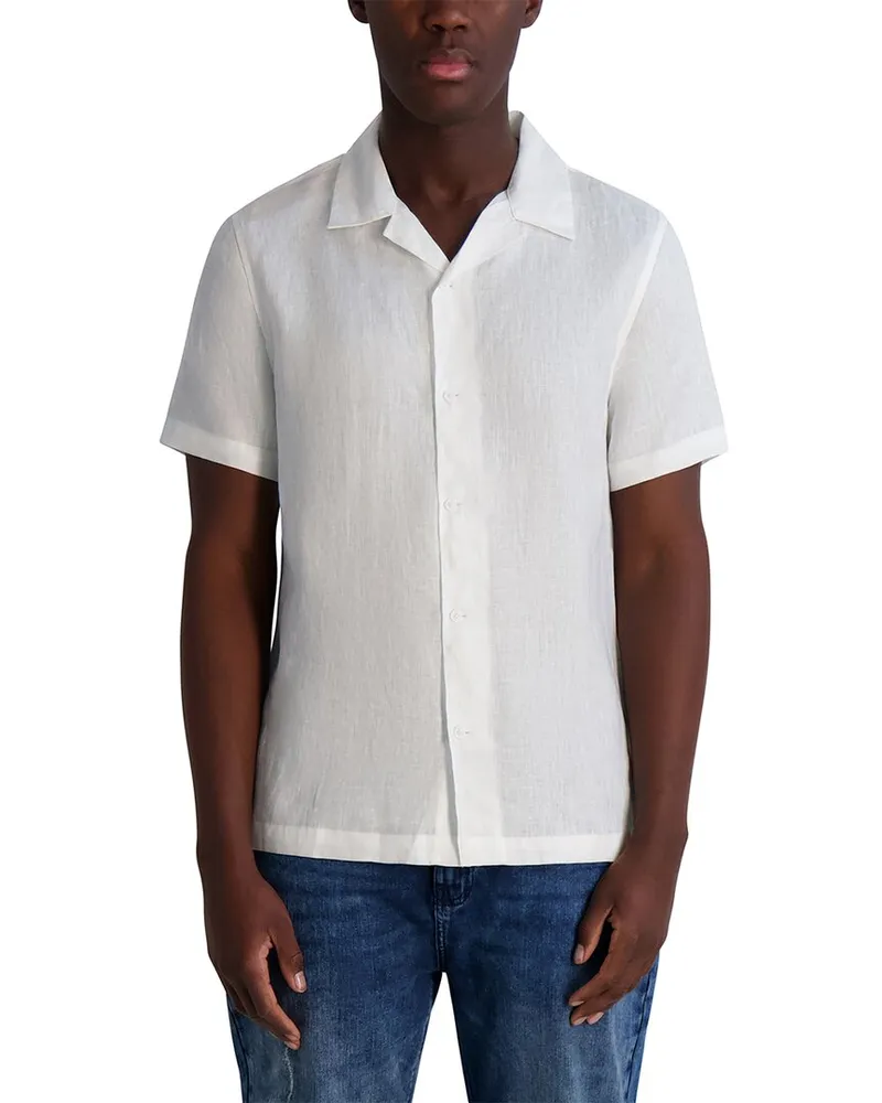 Karl Lagerfeld Camp Collar Linen Shirt Nocolor