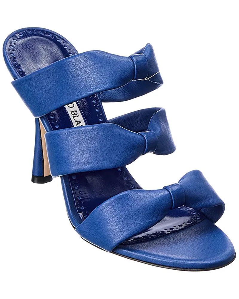 Manolo Blahnik Gyrica 105 Leather Sandal Blue
