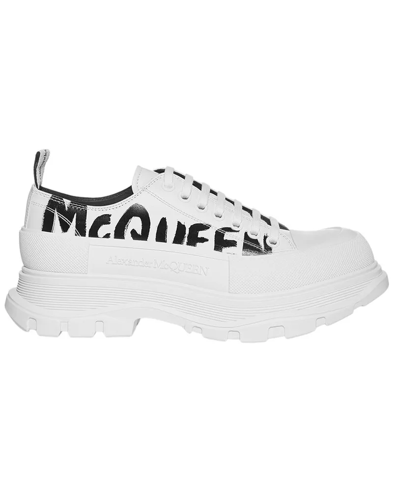Alexander McQueen Tread Slick Lace Up Leather Sneaker White