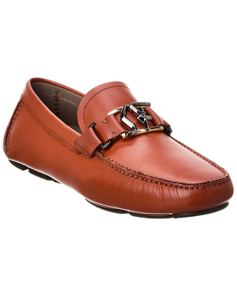 Ferragamo Peter Leather Driver Brown