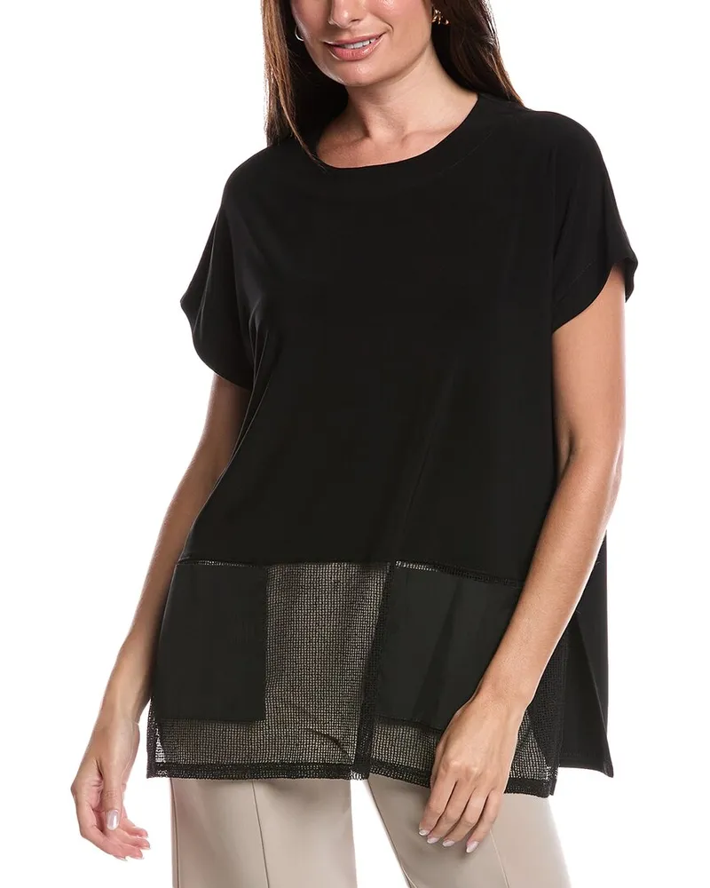 Joseph Ribkoff Mesh Hem Top Black