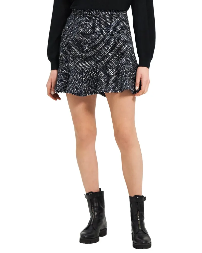 Theory Wool-Blend Tweed Diagonal Mini Skirt Nocolor