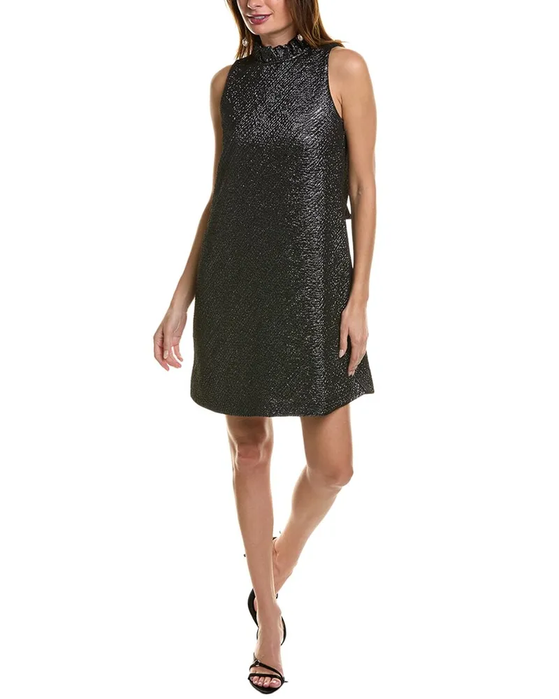 Anne Klein Textured Metallic Shift Dress Metallic