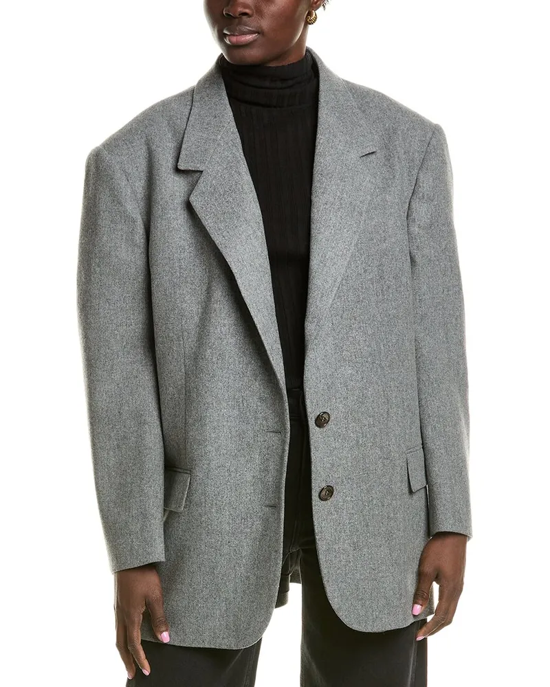 Michael Kors Flannel Mattie Wool-Blend Blazer Grey