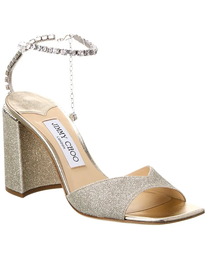 Jimmy Choo Saeda Block Heel 85 Glitter Sandal Gold