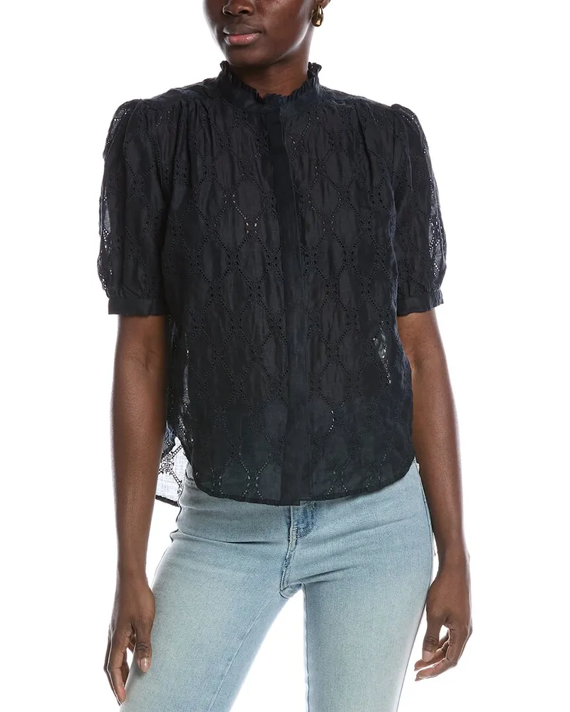 Rag & Bone Jordan Embroidered Top Blue