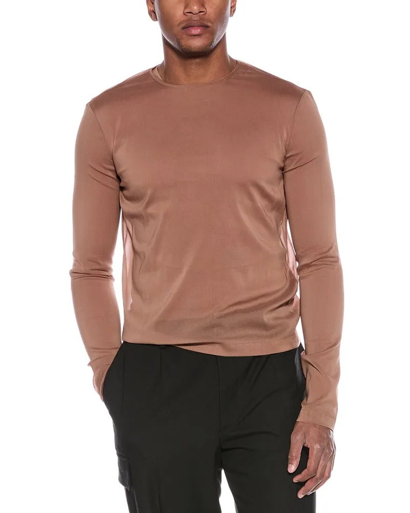 Valentino Garavani Sheer Silk-Blend T-Shirt Beige