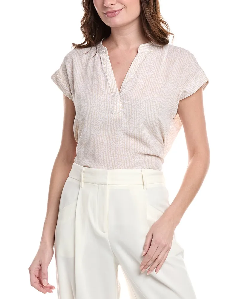 Vince Camuto Open Placket Top Beige