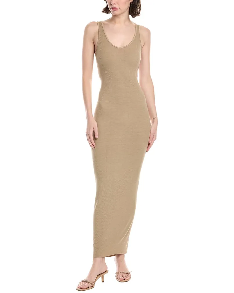Enza Costa Knit Tank Silk-Blend Maxi Dress Brown