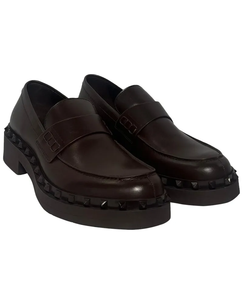 Valentino Garavani Men's Leather Rockstud M-Way Loafer (Authentic Pre-Loved Nocolor