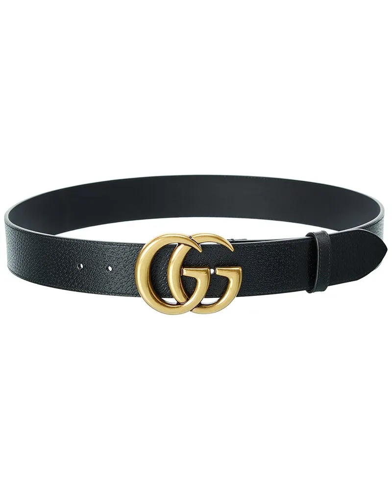 Gucci Double G Unisex Leather Belt Black