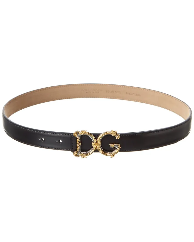 Dolce & Gabbana Logo Leather Belt Black
