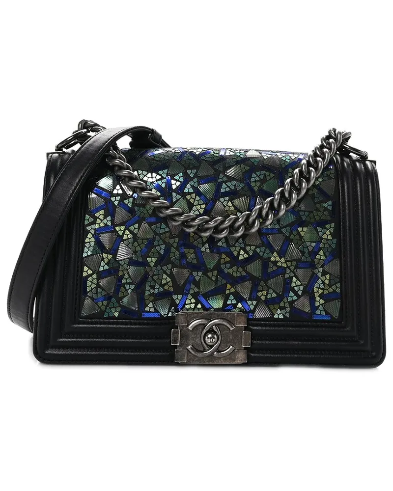 Chanel Blue Lambskin Leather Sequin Mosaic Medium Boy Flap Bag (Authentic Pre-Loved Nocolor