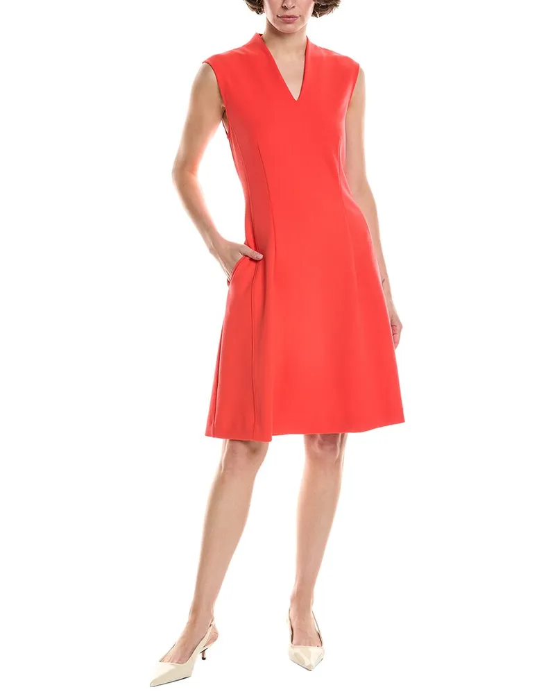 NATORI Solid Knit Crepe Mini Dress Red