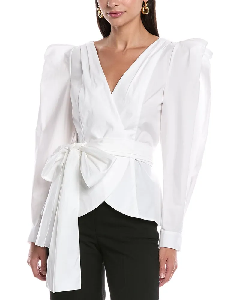 Carolina Herrera New York Puff Sleeve Wrap Top White