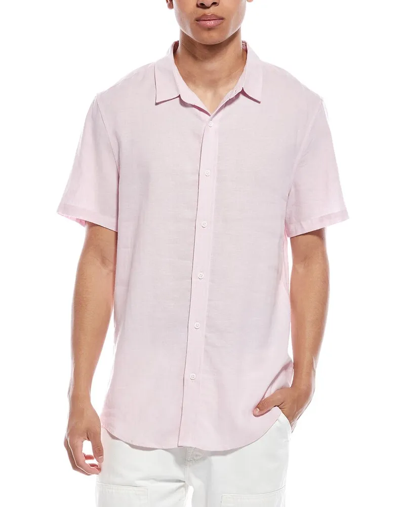 Onia Standard Linen-Blend Shirt Purple