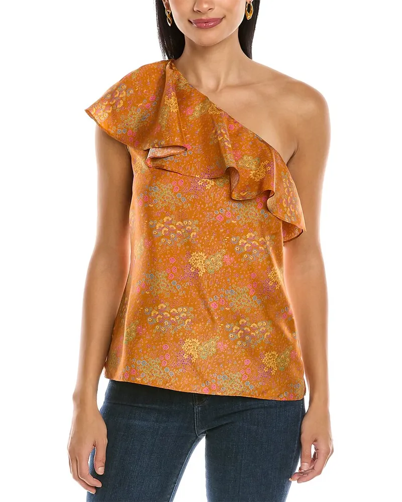 Rebecca Taylor Isabelle Silk Top Orange